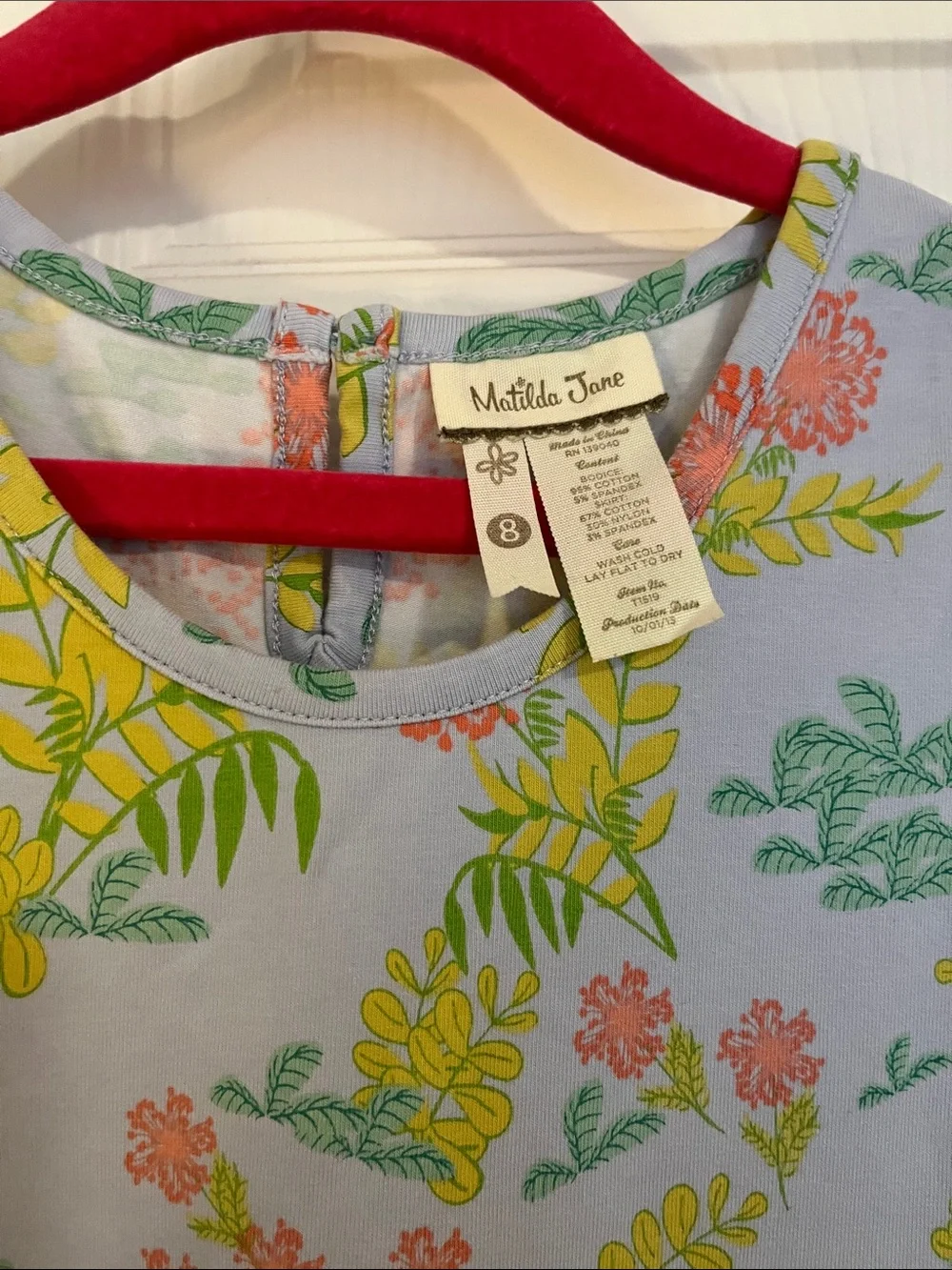 Matilda Jane Light Blue Floral Top with Black-and-White Gingham 8